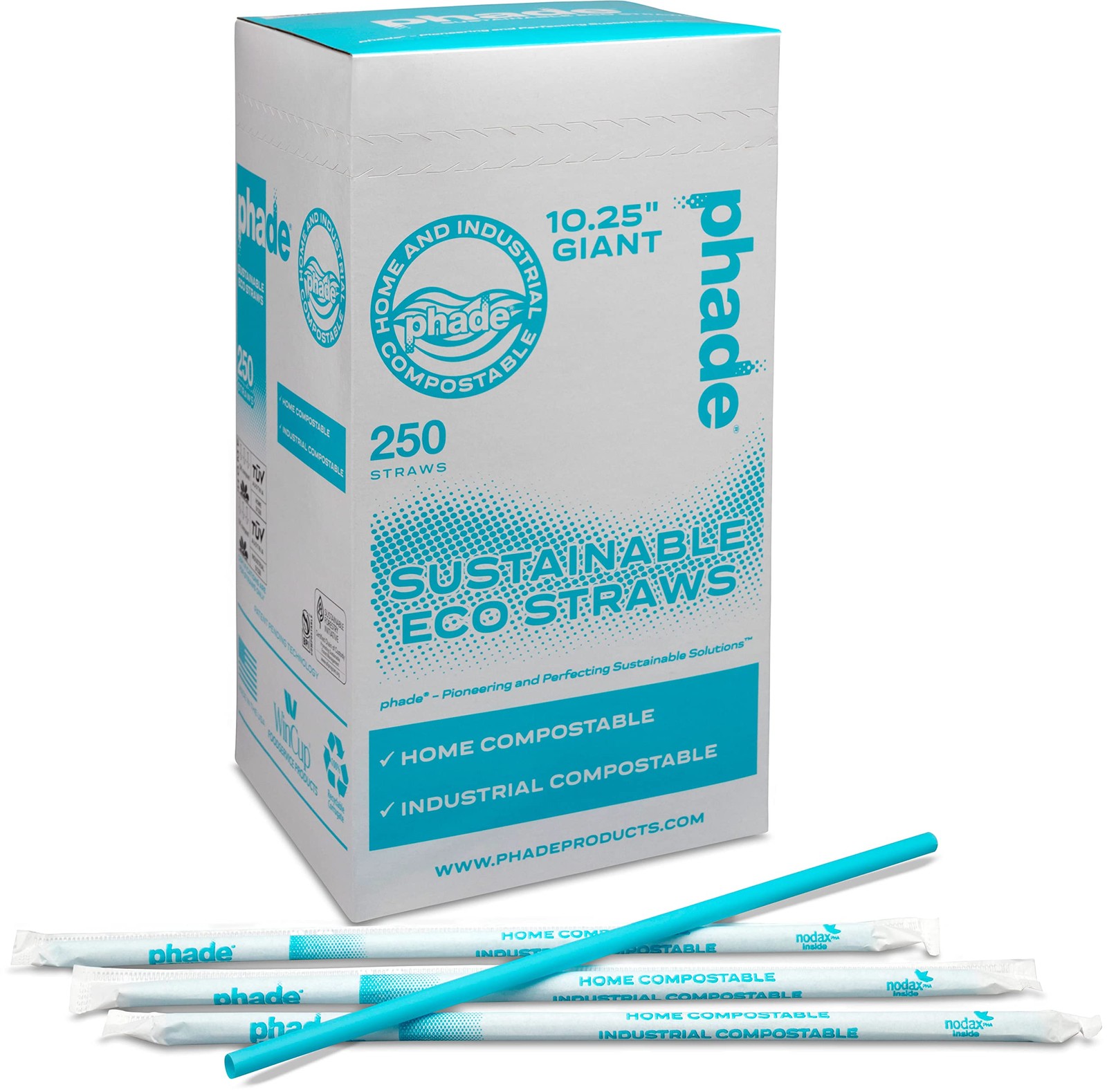 Phade Eco-Friendly 10.25 Giant Drinking Straws 250 Count – Sustainable Marine