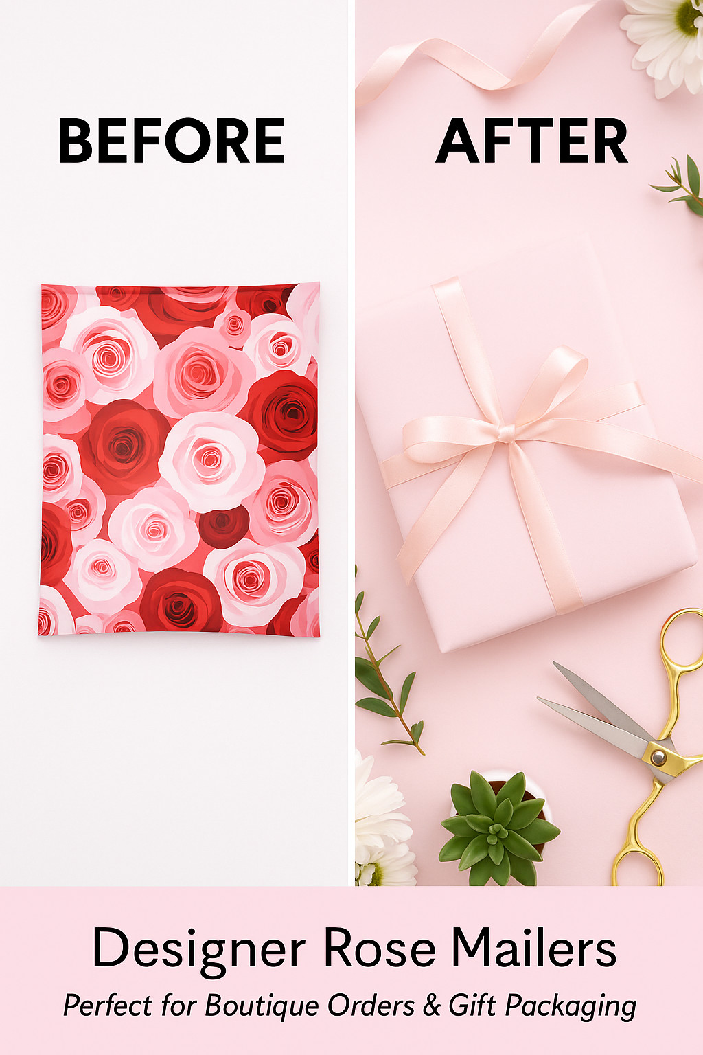 Designer Roses Poly Mailers 10×13 Self-Seal Shipping Bags Waterproof Envelopes