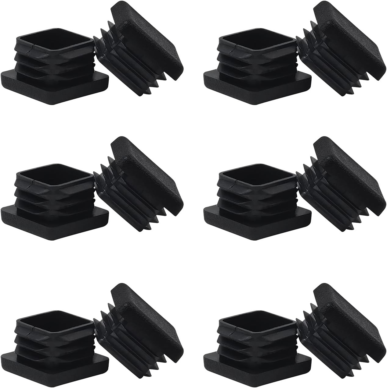 WZB 1 1X1 Square Tube End Cap Plastic Plugs 12 Pack, 1X1 1 Inch Square Tubing Pl