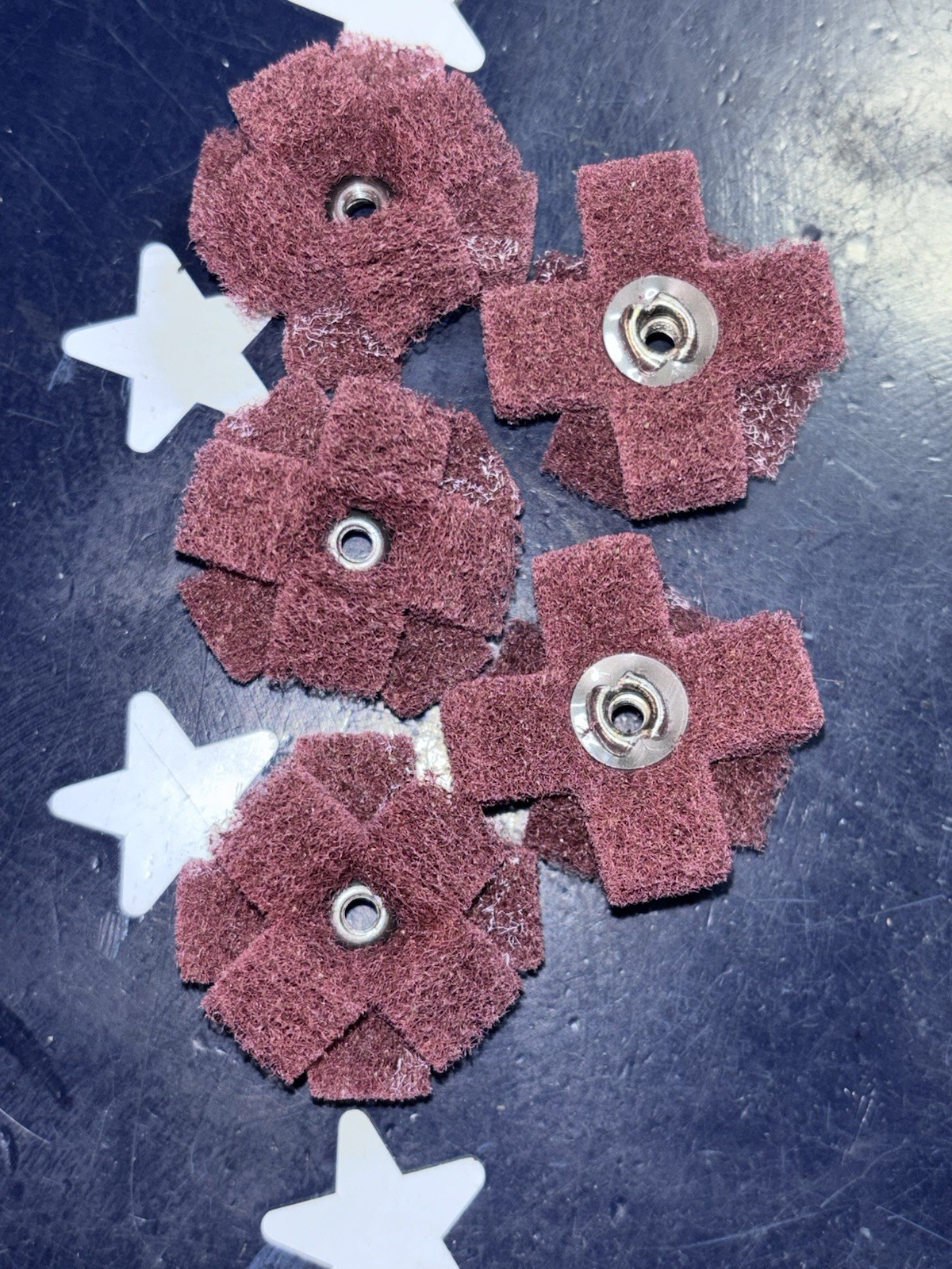 (5) 3M Scotch-Brite 1-1/2” X 1/2” HS-XB 64447 VF Cross Buffs – Aluminum Oxide