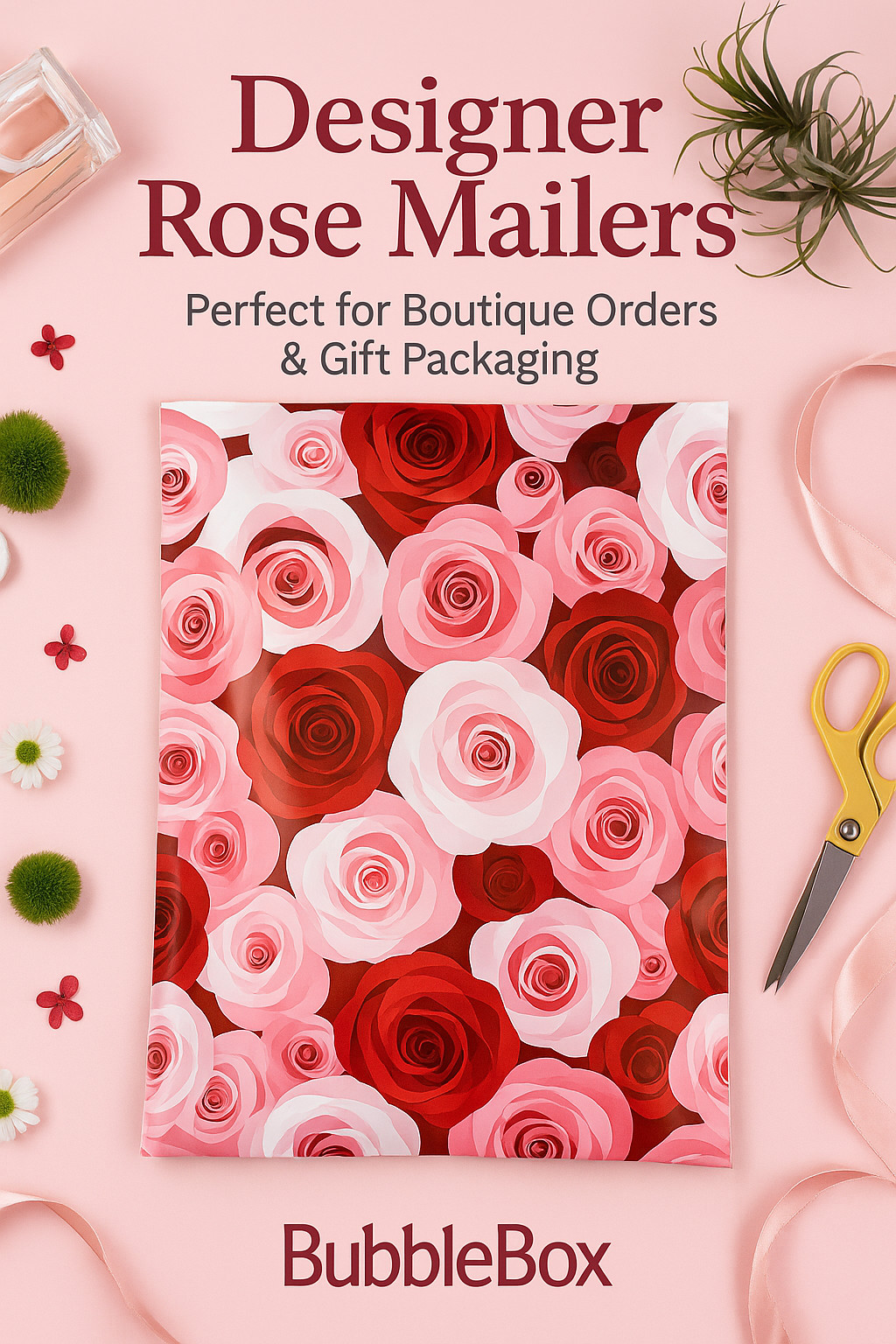 Designer Roses Poly Mailers 10×13 Self-Seal Shipping Bags Waterproof Envelopes