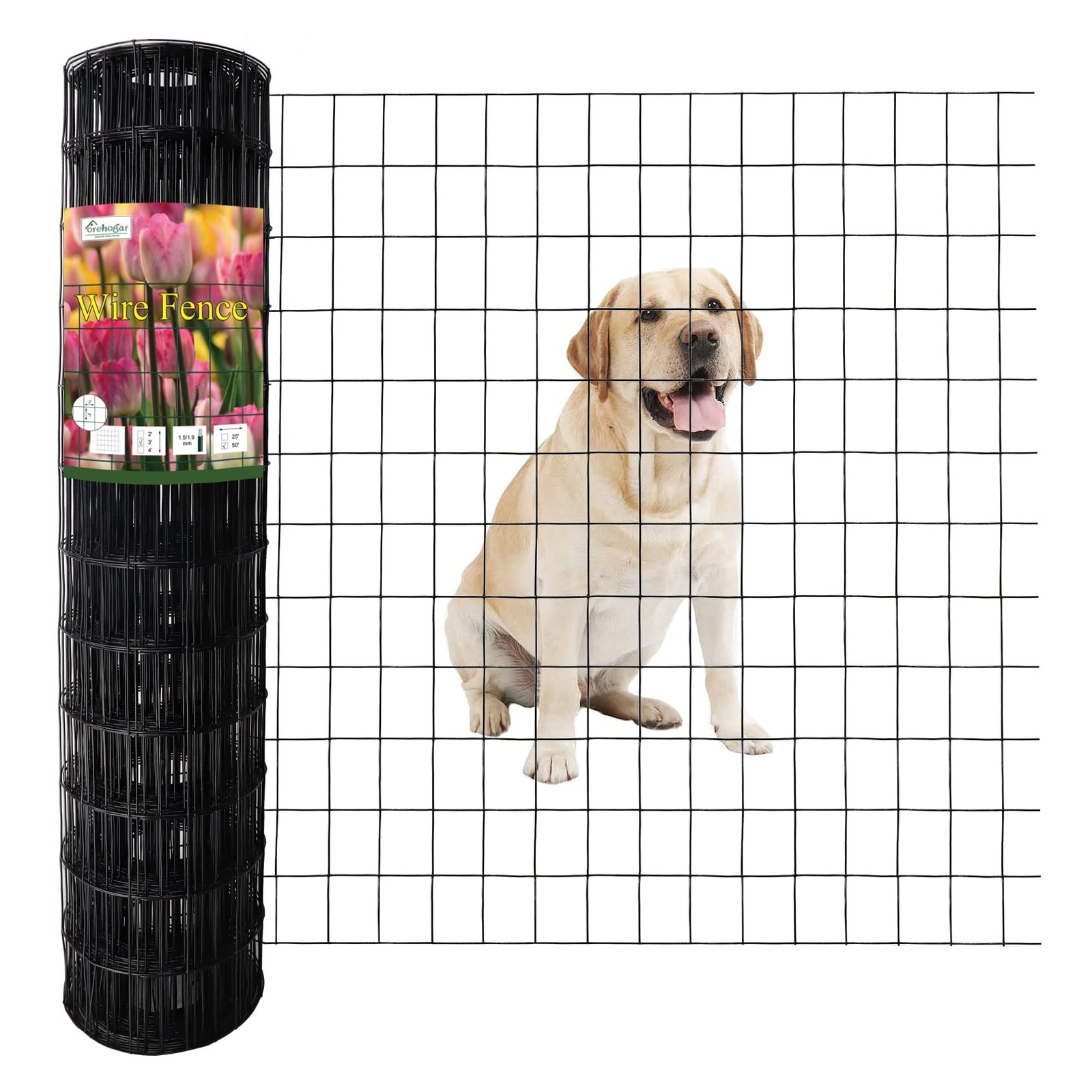 Black PVC Coated Welded Wire Fence 36 Inch x 50 Foot, 2 Inch x 3 Inch 16GA, G…